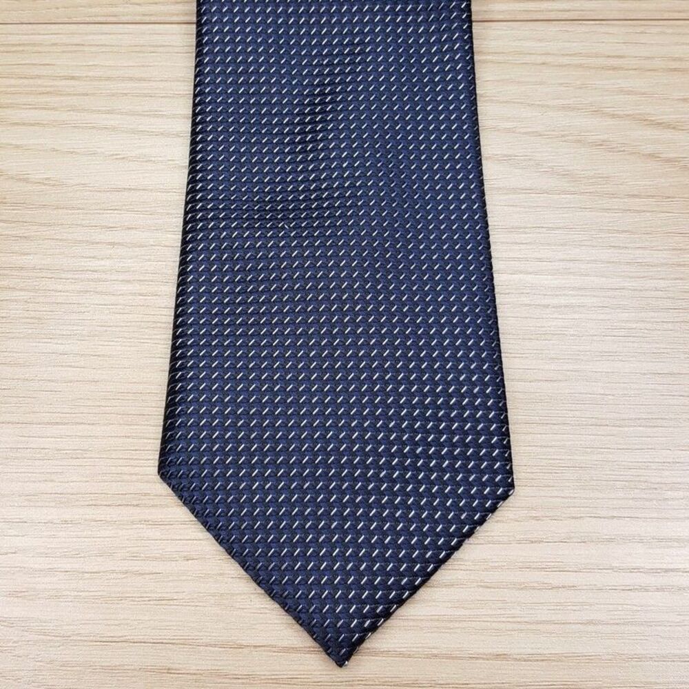 PERRY ELLIS Mens Neck Tie Navy Blue Micro Dot Textured Classic Necktie